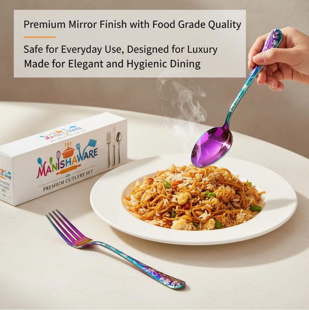 Rose Gold Floral Indian cutlery set, 12 Pcs pack, a perfect wedding, housewarming, corporate and festival gift