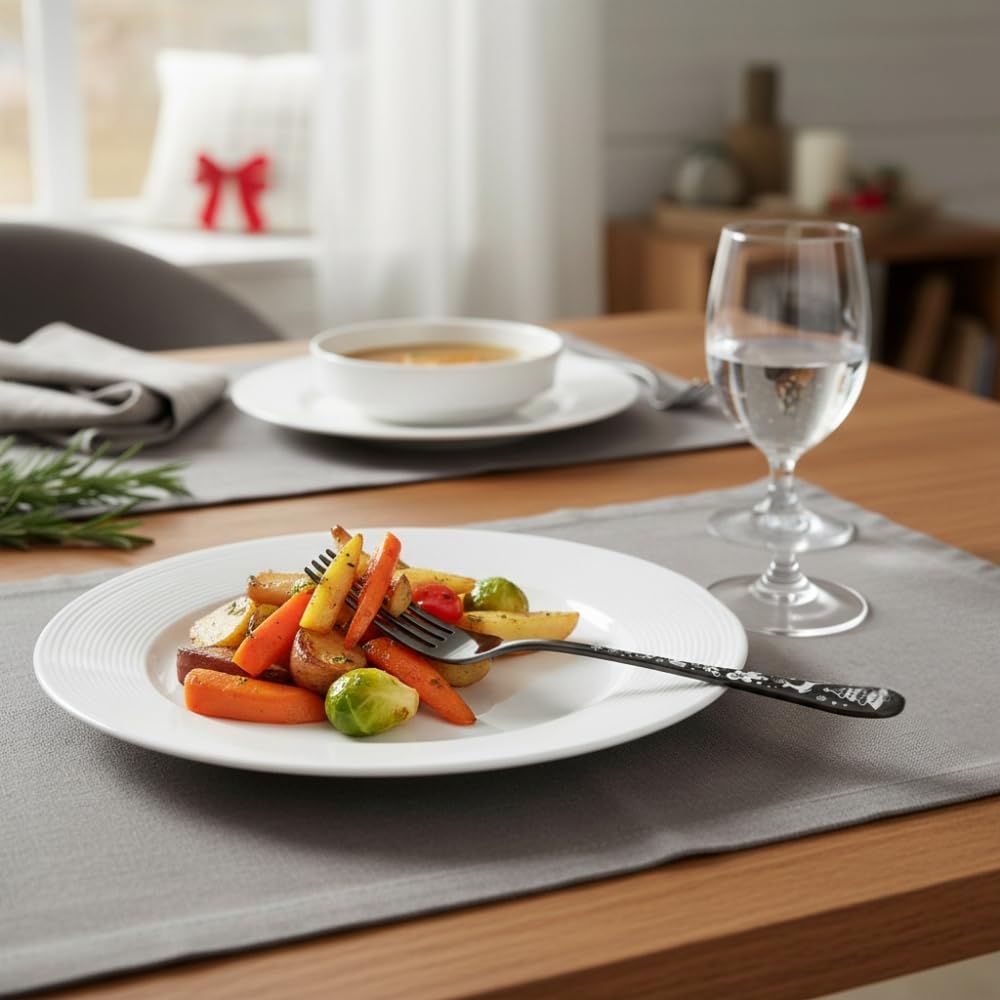 Manishaware Christmas Stainless Dinner Steel Fork set for Kitchen or Dining Table