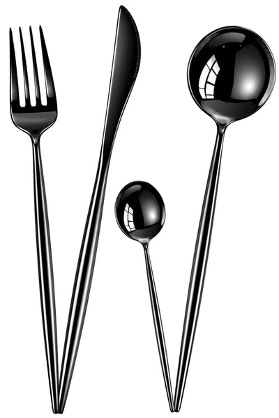 Black Royal Cutlery Set Slim Design