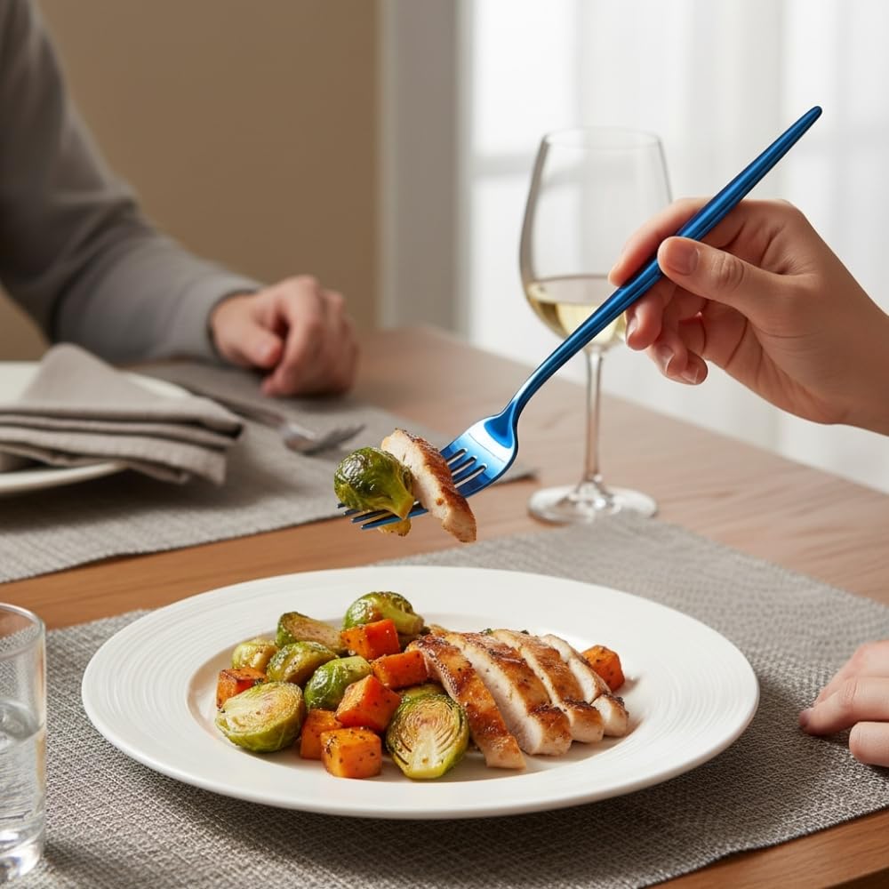 Manishaware Slim Handle Stainless Dinner Steel Fork set for Kitchen or Dining Table