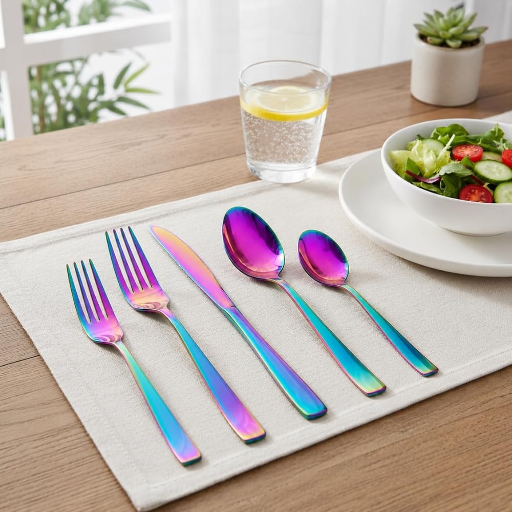 Manishaware Mirror Polished 30 Pcs Stainless Steel Cutlery Set for Dining Table, Dishwasher Safe Glossy Flatware (6 spoon set + 6 forks set + 6 Butter knife + 6 Dessert Spoon + 6 Fruit Fork)