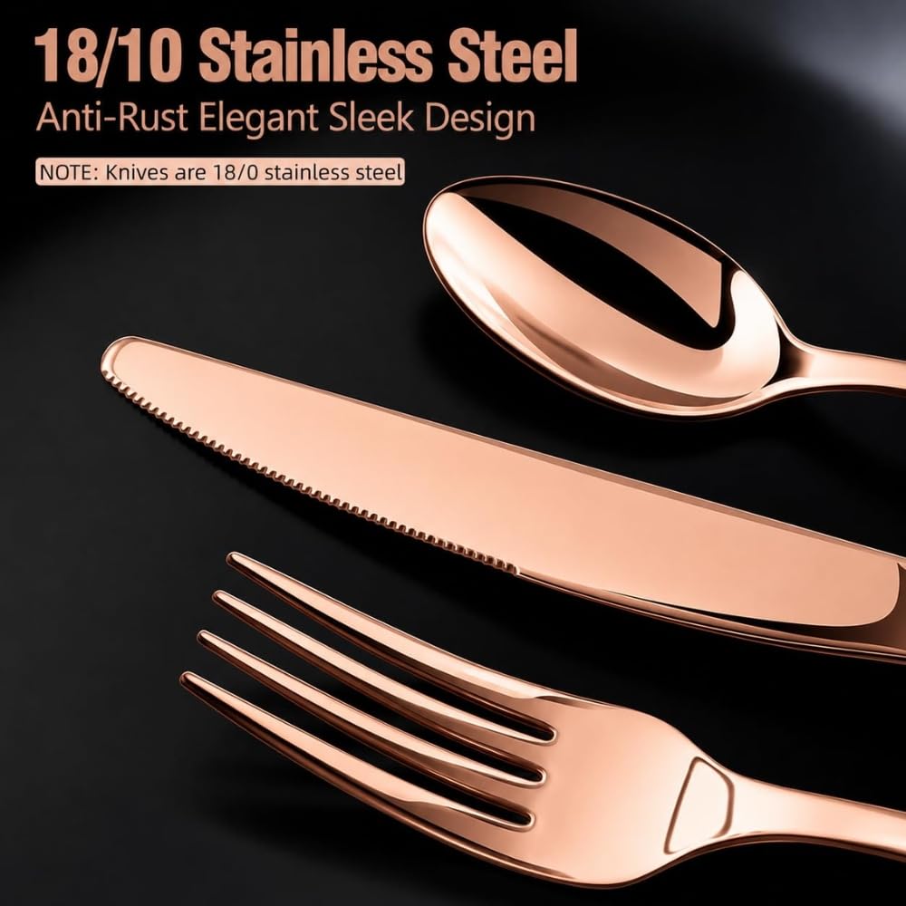 Manishaware Mirror Polished Stainless Steel Cutlery Set for Dining Table, Dishwasher Safe Glossy Flatware (6 spoon set + 6 forks set + 6 Butter knife + 6 Dessert Spoon + 6 Fruit Fork)
