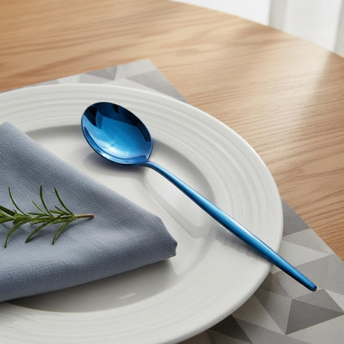 Blue Dinner Spoon Slim Design