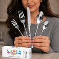 Manishaware Floral Silver 10 Pcs Stainless Steel Cutlery Set for Dining Table, Dishwasher Safe Glossy Flatware (2 spoon set+2 forks set+2 Butter knife+2 Dessert Spoon+ 2 FruitFork)