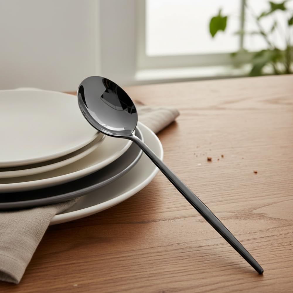 Black Slim spoon set, rust resistant stainless steel, a perfect wedding, housewarming, corporate and festival gift
