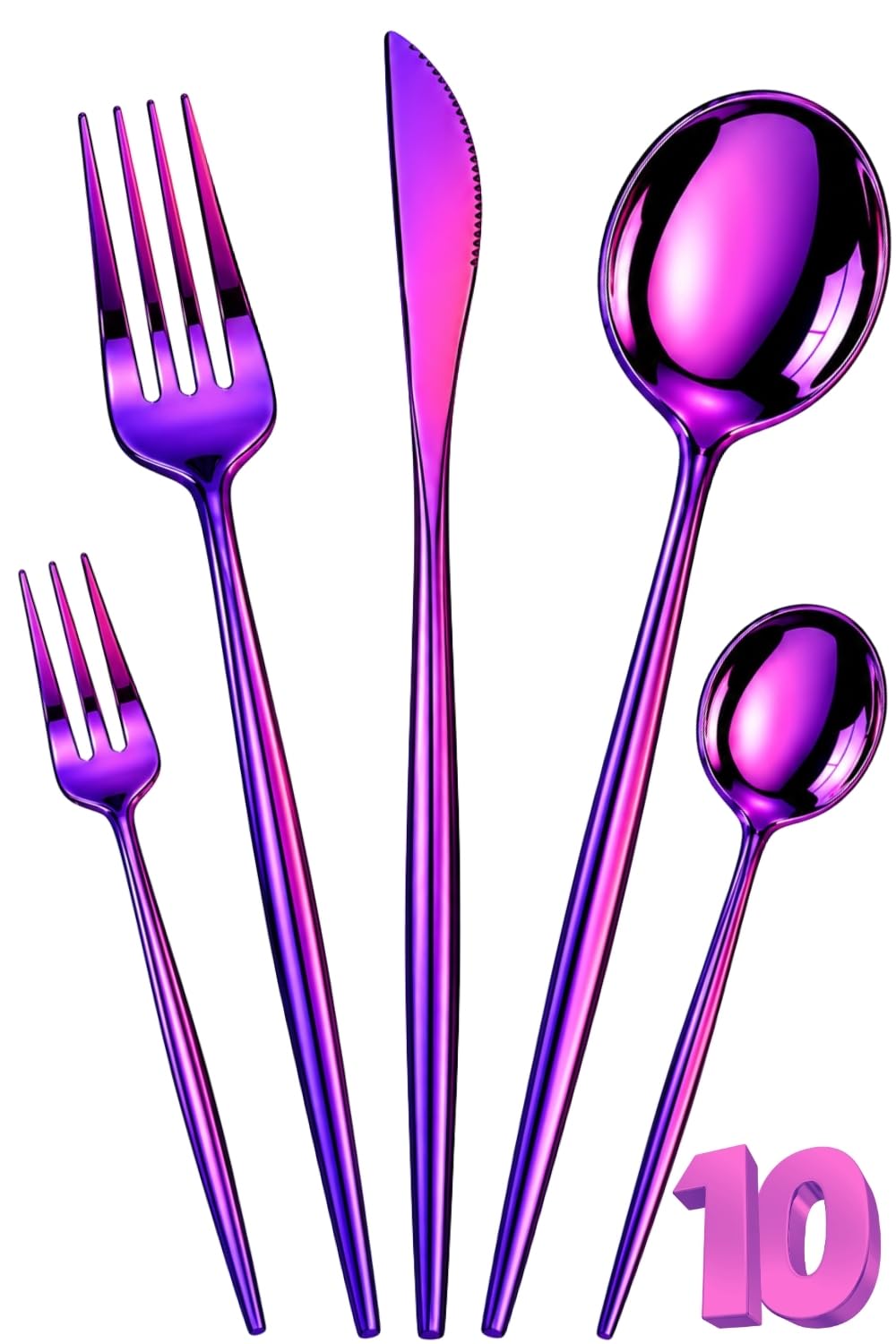 Manishaware Slim Handle Stainless Steel Cutlery Set for Dining Table, Dishwasher Safe Glossy Flatware (6 spoon set+6 forks set+6 Butter knife+6 Dessert Spoon+ 6 Fruit Fork)
