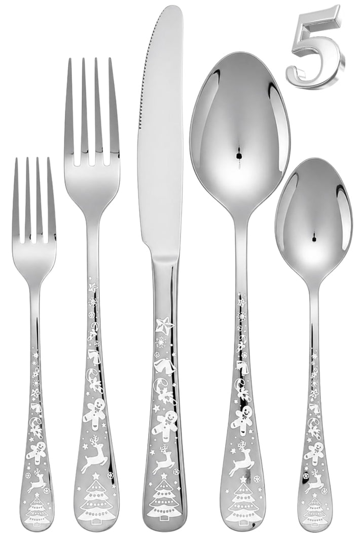 Silver Premium Cutlery Set Festive Design