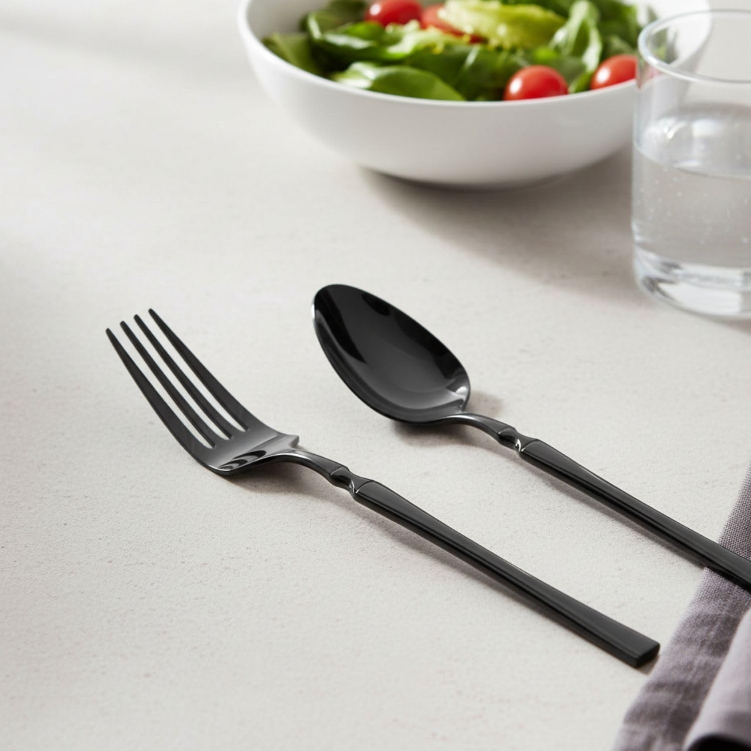 Manishaware Elegant Handle 30 Pcs Stainless Steel Cutlery Set for Dining Table, Dishwasher Safe Glossy Flatware (6 spoon set+6 forks set+6 Butter knife+6 Dessert Spoon+ 6 Fruit Fork)