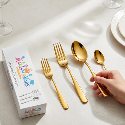 Gold Essential Cutlery Set Mirror Design