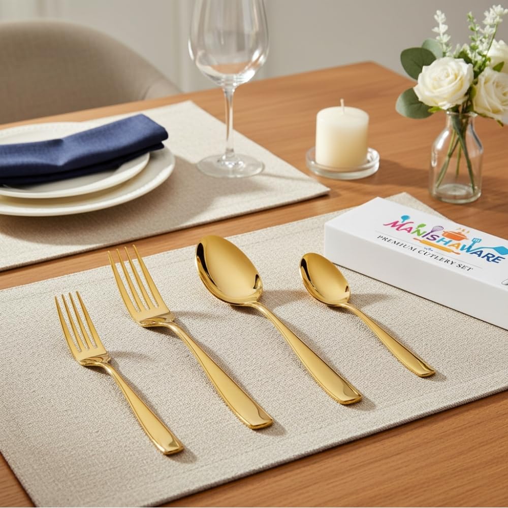 Gold Essential Cutlery Set Mirror Design