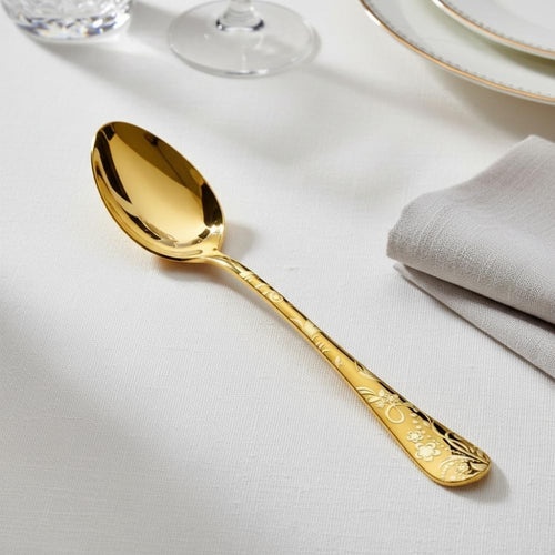 Gold Dinner Spoon Floral Design