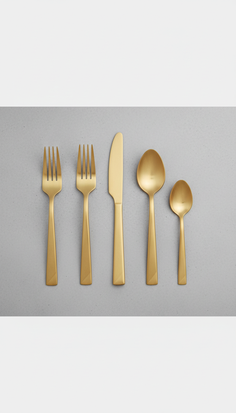 Polished Brass Geometric Flatware Set