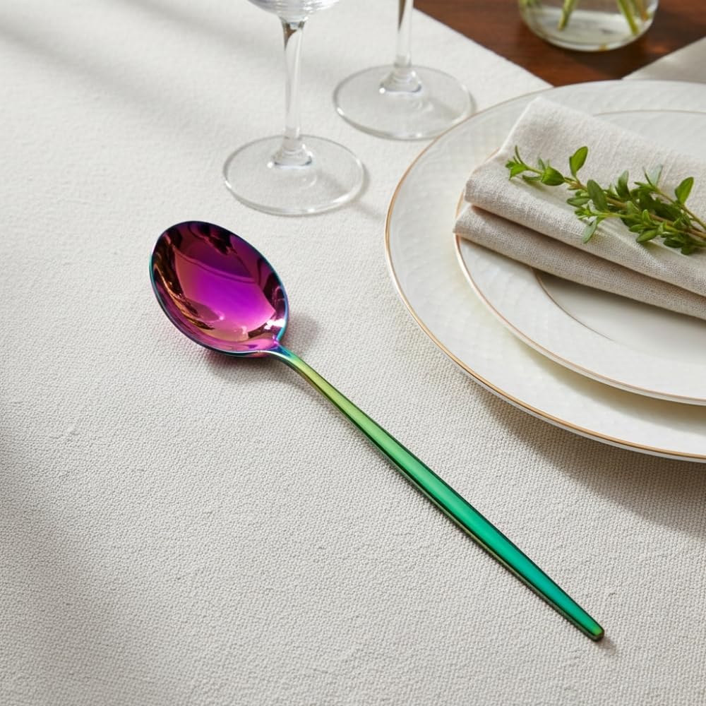 Rainbow Slim spoon set, rust resistant stainless steel, a perfect wedding, housewarming, corporate and festival gift
