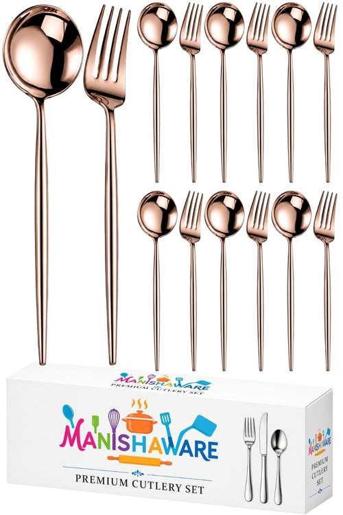 Rosegold Fork & Spoon Set Slim Design