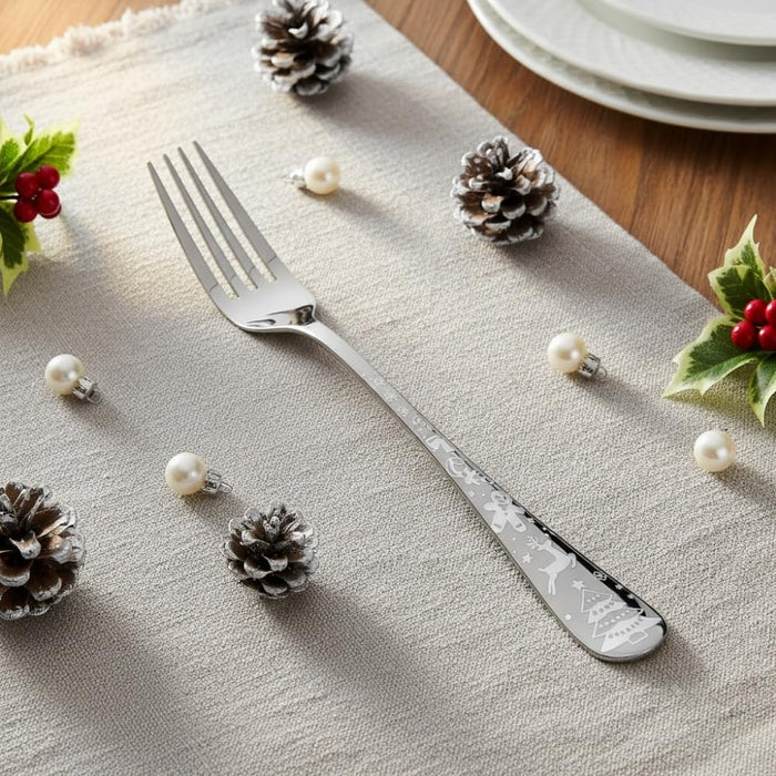 Silver Dinner Fork Festive Design