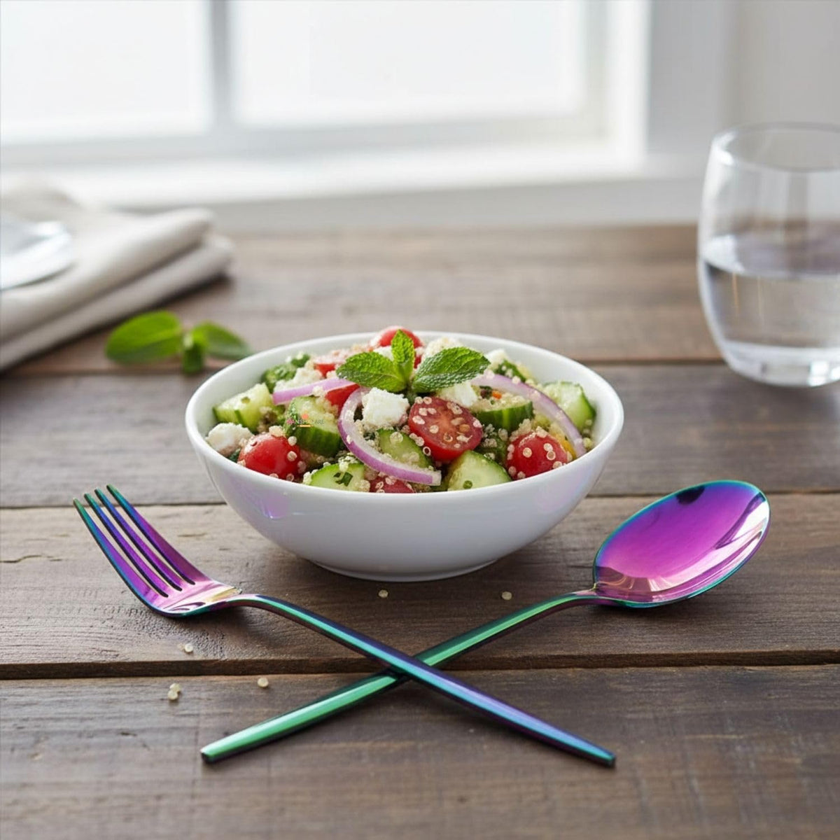 Rainbow Slim spoon and fork set, rust resistant stainless steel, a perfect wedding, housewarming, corporate and festival gift