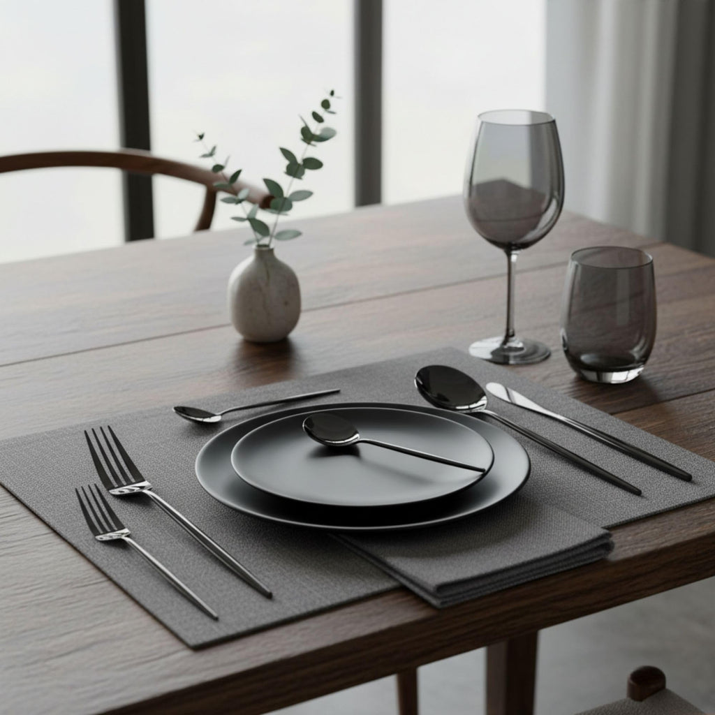 Manishaware Slim Handle Black 10 Pcs Stainless Steel Cutlery Set for Dining Table, Dishwasher Safe Glossy Flatware (2 spoon set+2 forks set+2 Butter knife+2 Dessert Spoon+ 2 Fruit Fork)