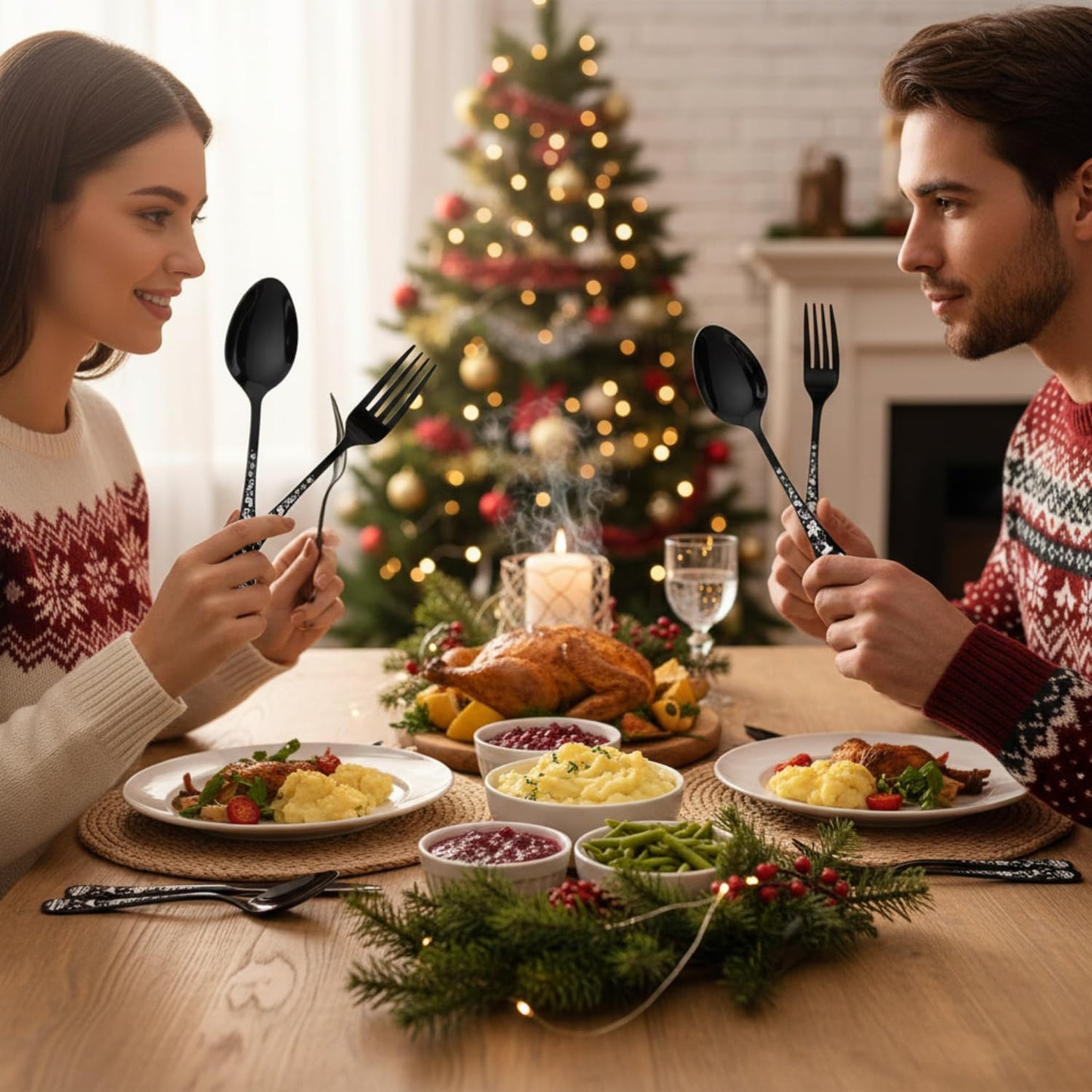 Dinner Fork Spoon Festive Design