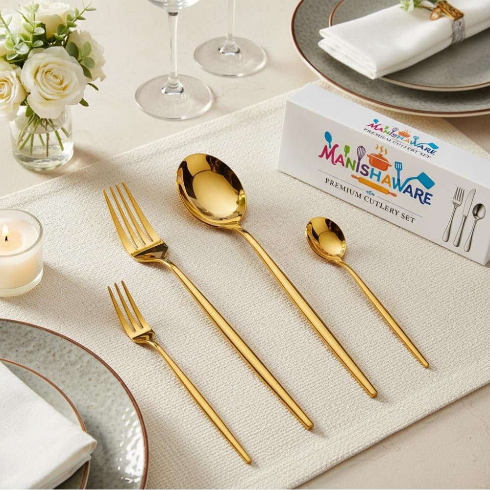 Gold Essential Cutlery Set Slim Design
