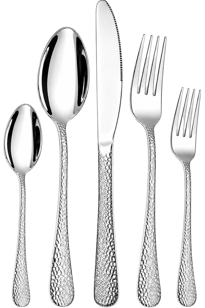 Silver Premium Cutlery Set Hammer Design