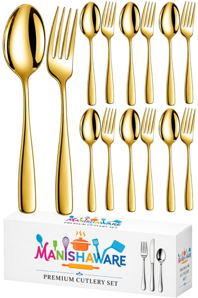 Gold Fork & Spoon Set Mirror Design