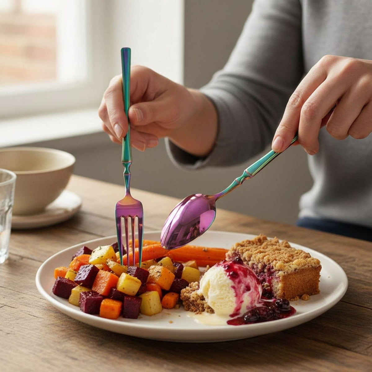 Rainbow Elegant stainless steel spoons and forks, 12 Pcs pack, a perfect wedding, housewarming, corporate and festival gift