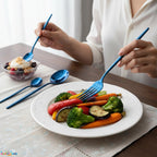 Blue cutlery set with Slim handles, 16 Pcs, a perfect wedding, housewarming, corporate and festival gift