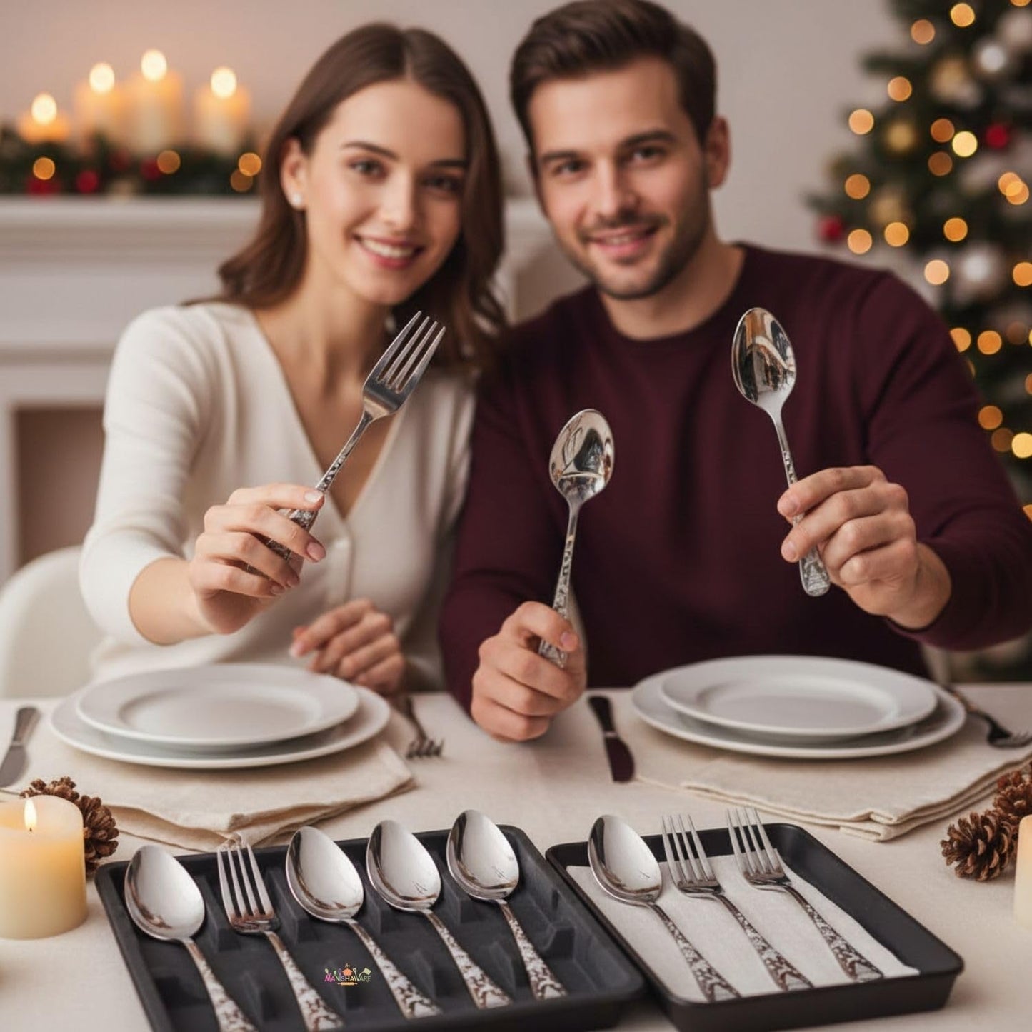Dinner Fork Spoon Festive Design