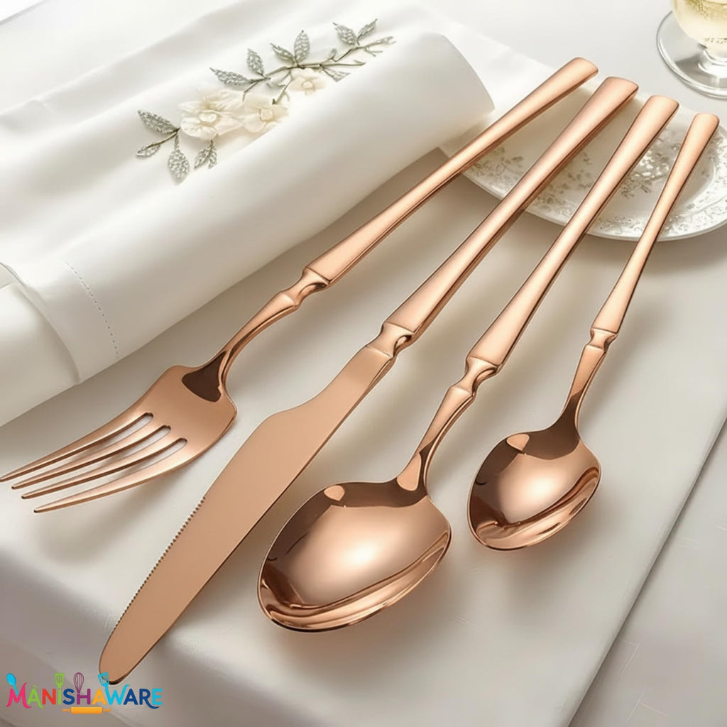 Rose Gold Elegant cutlery set, rust resistant stainless steel, a perfect wedding, housewarming, corporate and festival gift