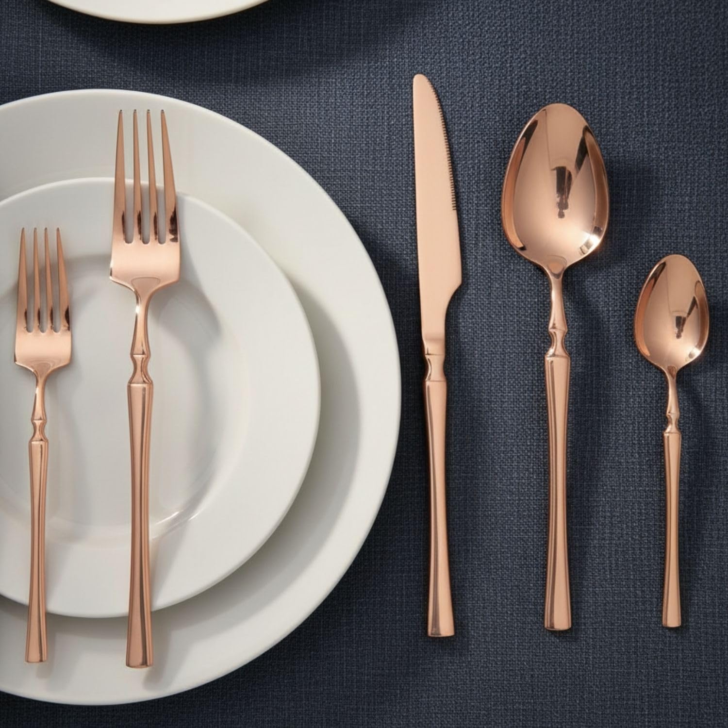 Manishaware Elegant Handle Rose Gold 20 Pcs Stainless Steel Cutlery Set for Dining Table, Dishwasher Safe Glossy Flatware (4 spoon set+4 forks set+4 Butter knife+4 Dessert Spoon+ 4 Fruit Fork)