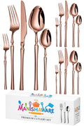 Manishaware Elegant Handle Rose Gold 15 Pcs Stainless Steel Cutlery Set for Dining Table, Dishwasher Safe Glossy Flatware (3 spoon set+3 forks set+3 Butter knife+3 Dessert Spoon+ 3 Fruit Fork)