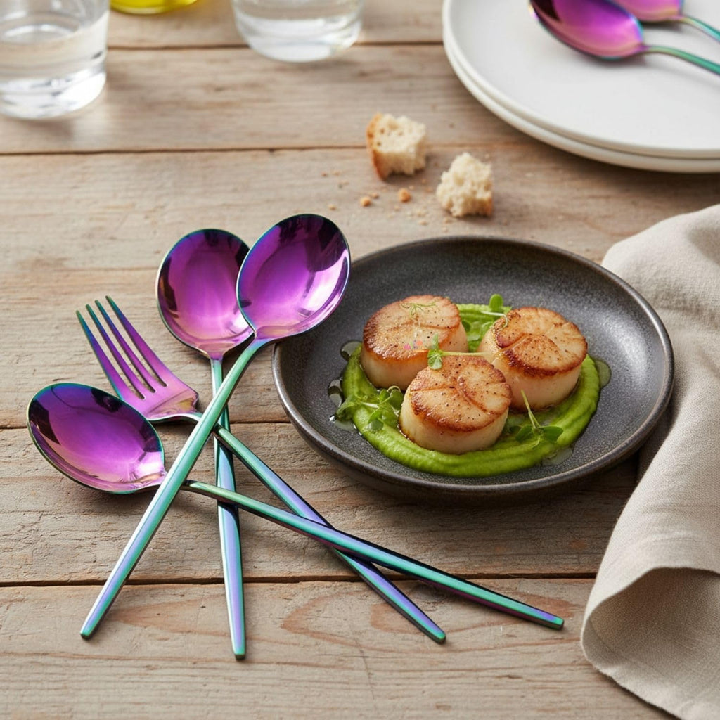Manishaware Slim Handle 12 Pcs Stainless Steel Cutlery Set for Dining Table, Dishwasher Safe Glossy Flatware (6 Forks & 6 Spoons)