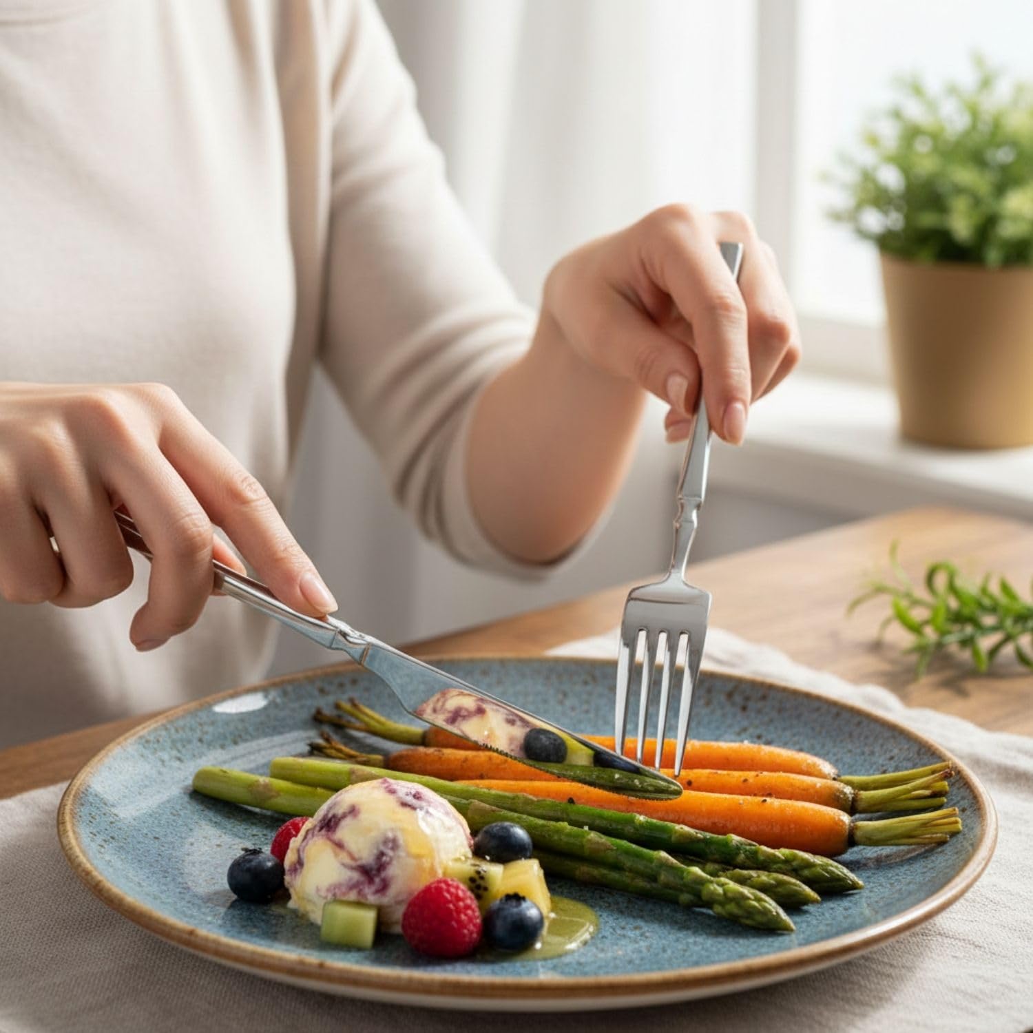 Manishaware Elegant Handle Heavy duty Stainless Steel Cutlery Set for Dining table (spoon set+ forks set+ Butter knife+ Dessert Spoon+ Fuit Fork for kitchen)