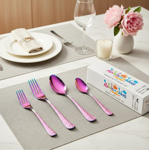 Rainbow Essential Cutlery Set Checker Design