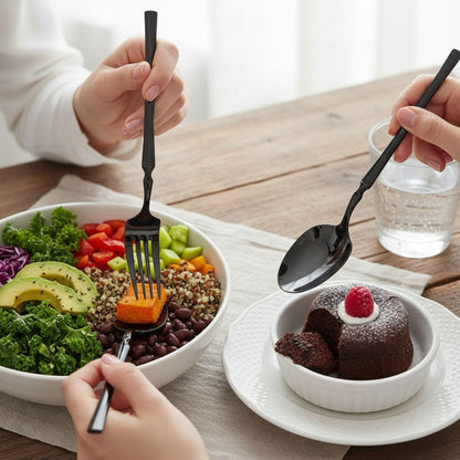 Black Fork & Spoon Set Elegant Design