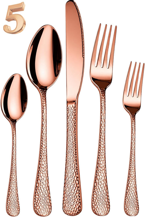 Rosegold Premium Cutlery Set Hammer Design