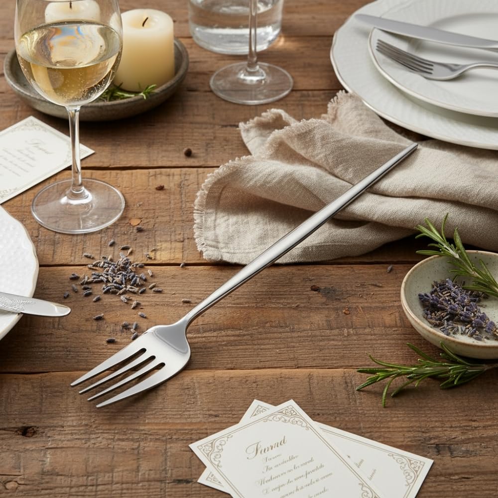 Silver Slim fork set, rust resistant stainless steel, a perfect wedding, housewarming, corporate and festival gift