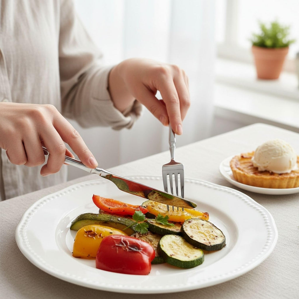 Manishaware Elegant Handle Silver 30 Pcs Heavy duty Stainless Steel Cutlery Set for Dining table (6 pcs spoon set+6 pcs forks set+6 pcs Butter knife+6 pcs Dessert Spoon+ 6 Pcs Fuit Fork for kitchen)