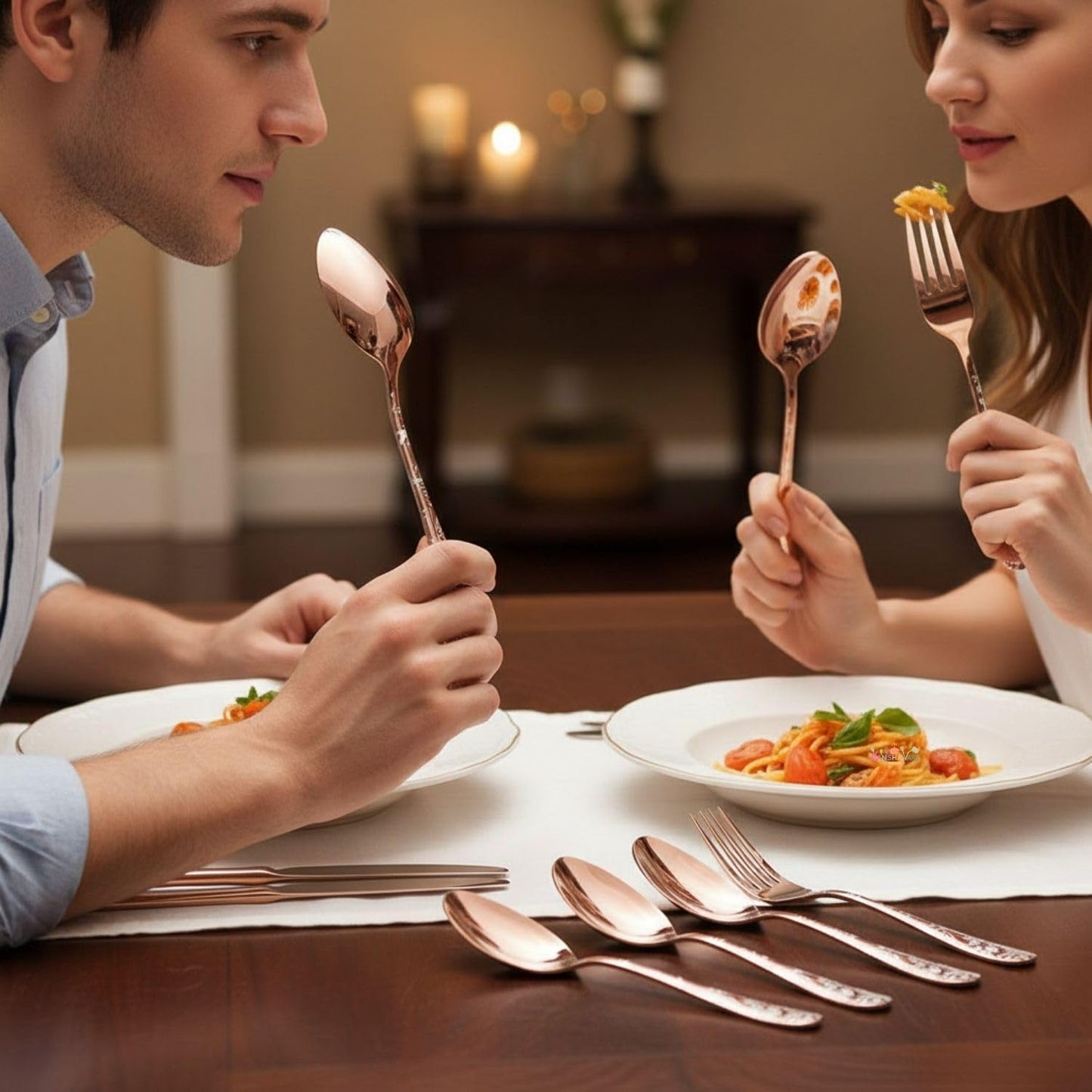 Dinner Fork Spoon Floral Design
