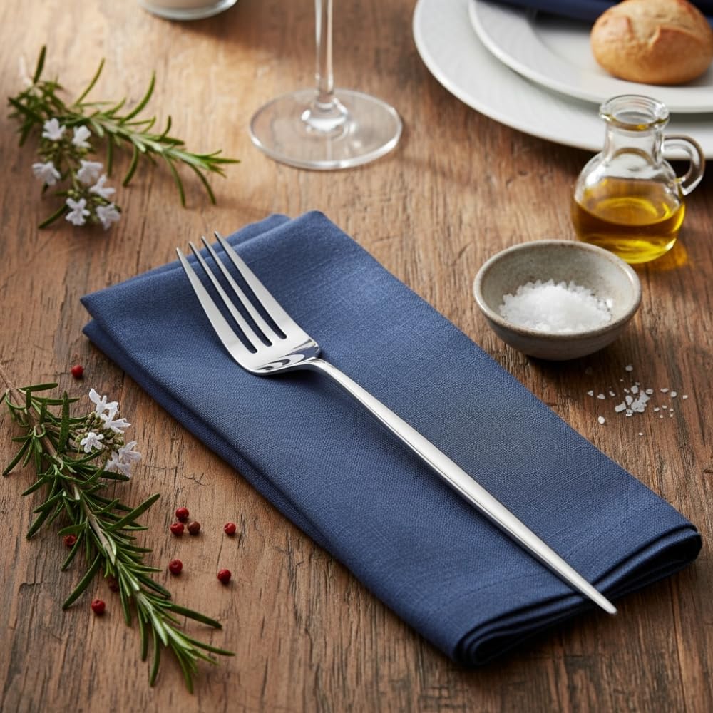 Manishaware Slim Handle Stainless Dinner Steel Fork set for Kitchen or Dining Table