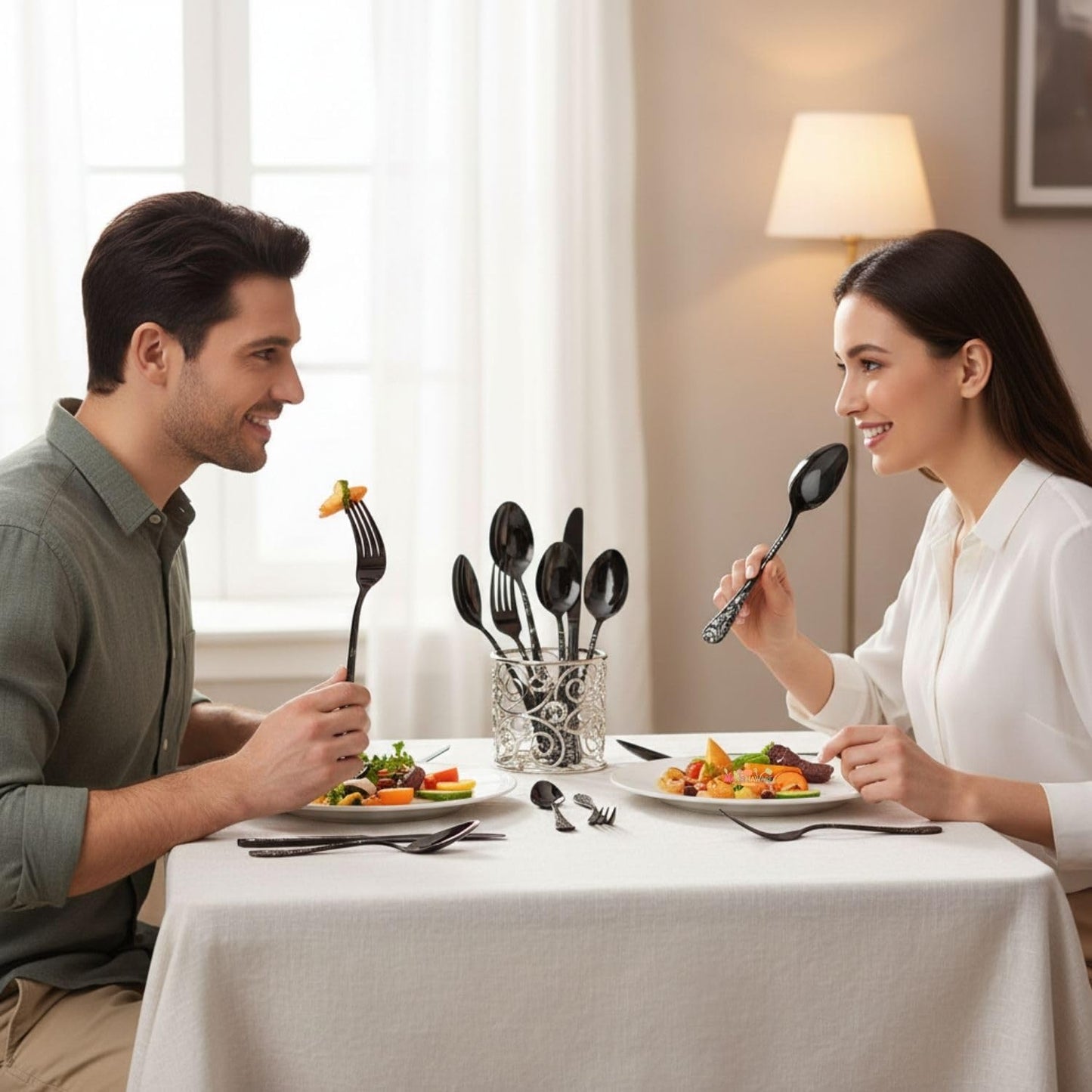Dinner Fork Spoon Floral Design