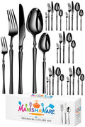 Manishaware Elegant Handle 30 Pcs Stainless Steel Cutlery Set for Dining Table, Dishwasher Safe Glossy Flatware (6 spoon set+6 forks set+6 Butter knife+6 Dessert Spoon+ 6 Fruit Fork)