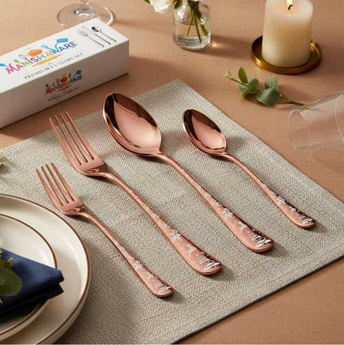 Rosegold Essential Cutlery Set Festive Design