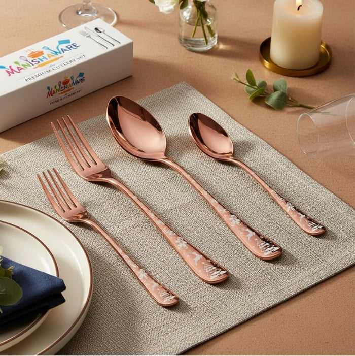 Rosegold Essential Cutlery Set Festive Design