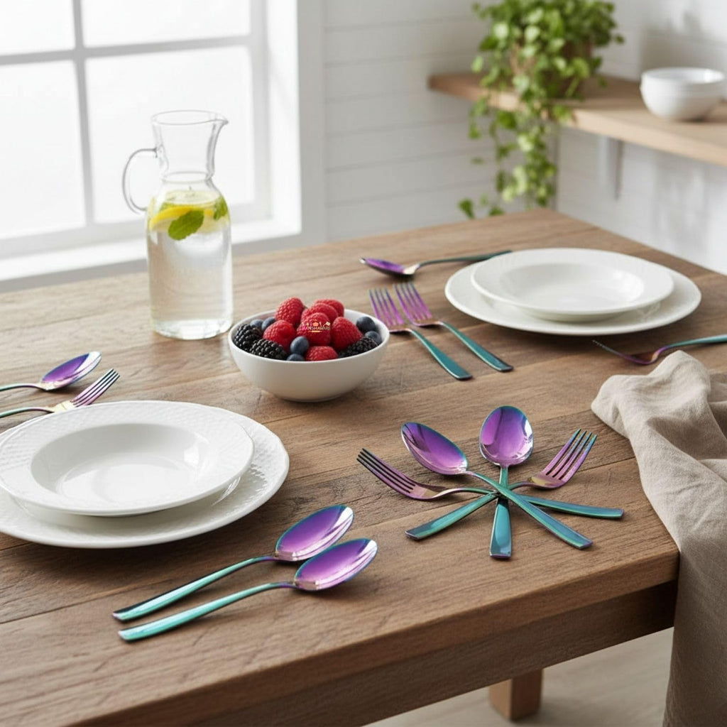 Manishaware Classic 12 Pcs Stainless Steel Cutlery Set for Dining Table, Dishwasher Safe Glossy Flatware (6 Forks & 6 Spoons)