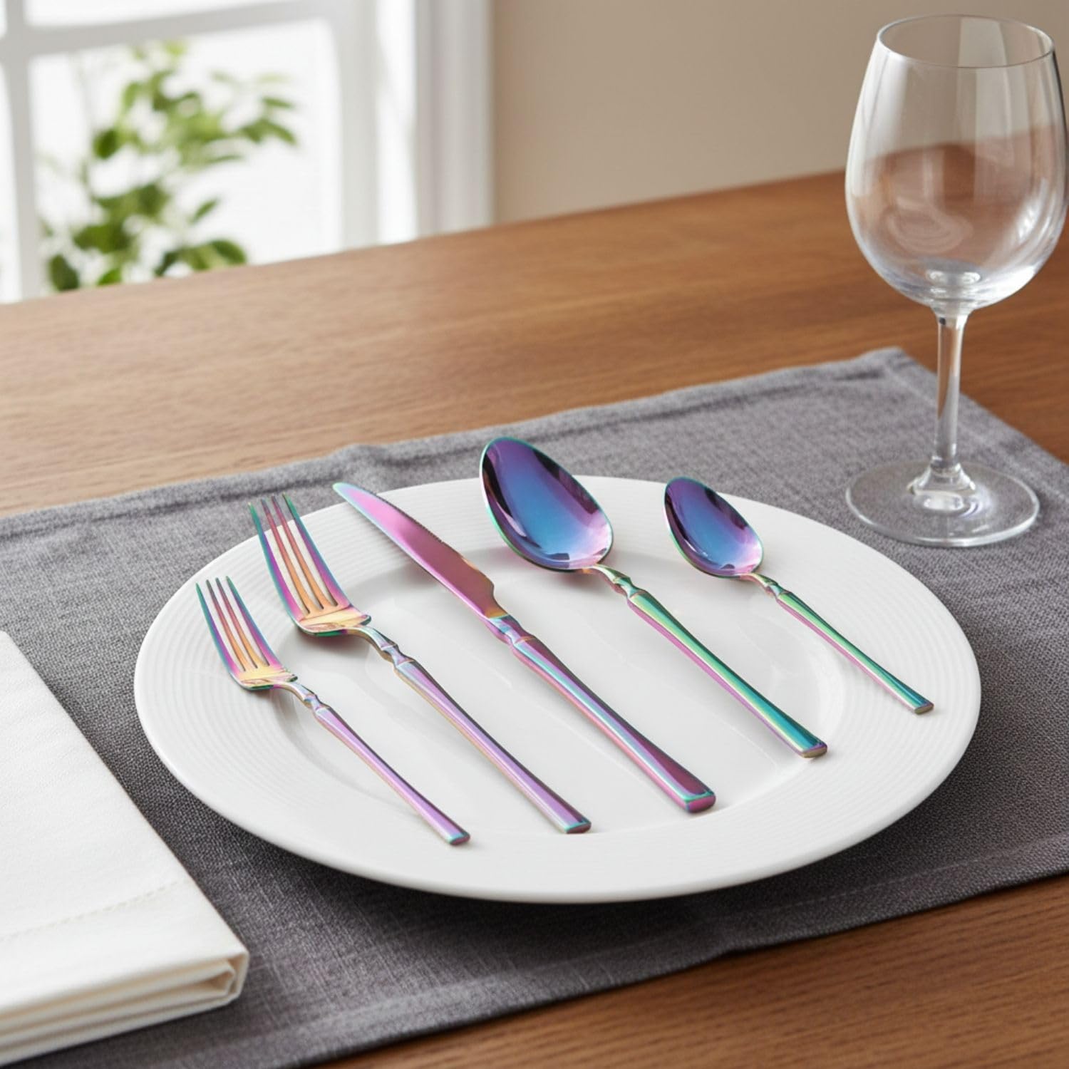 Manishaware Elegant Handle Heavy duty Stainless Steel Cutlery Set for Dining table (spoon set+ forks set+ Butter knife+ Dessert Spoon+ Fuit Fork for kitchen)