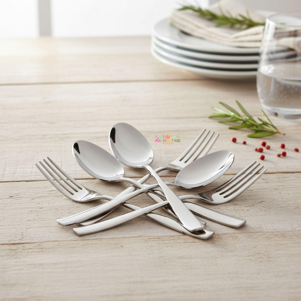 Silver Fork & Spoon Set Mirror Design
