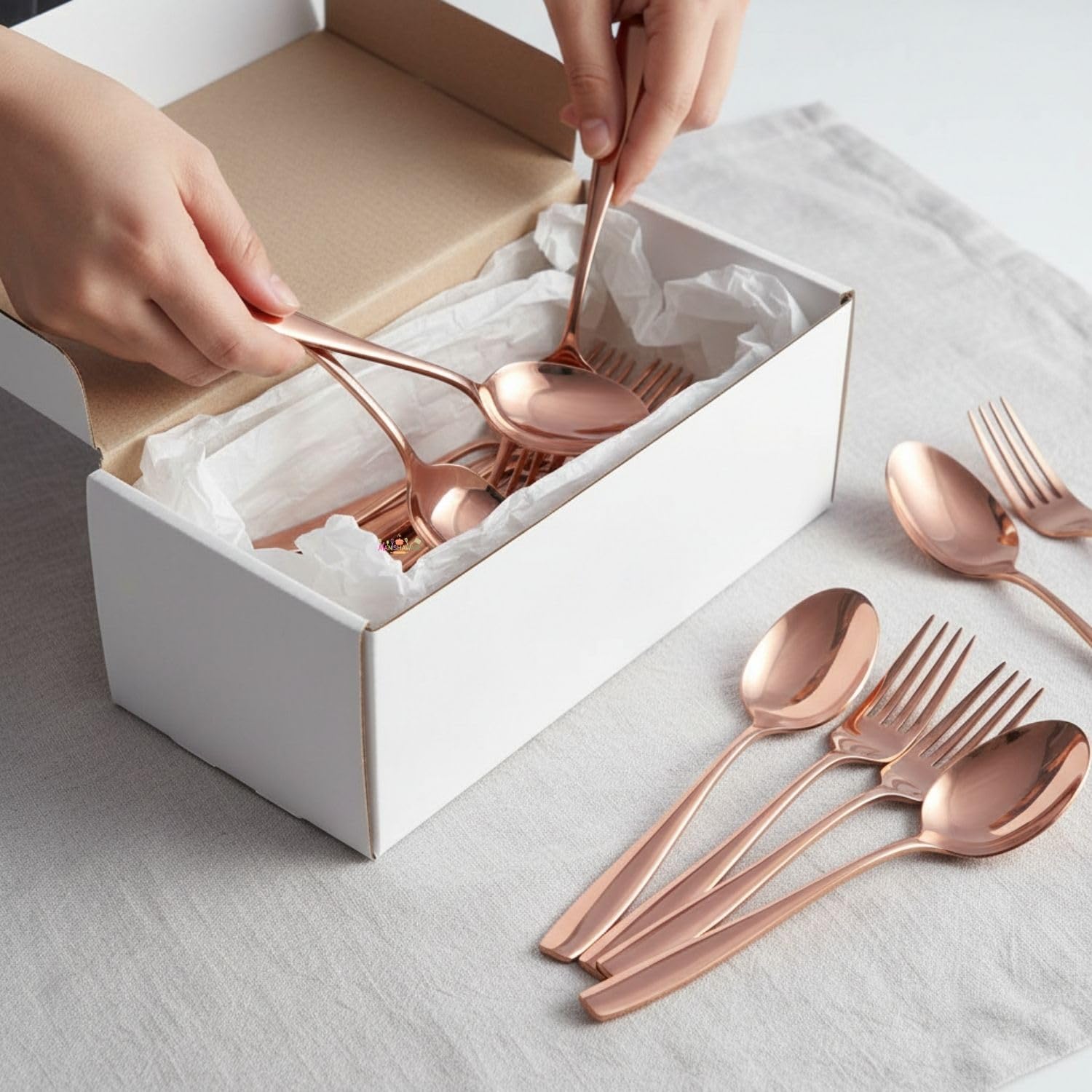 Manishaware Classic 12 Pcs Stainless Steel Cutlery Set for Dining Table, Dishwasher Safe Glossy Flatware (6 Forks & 6 Spoons)