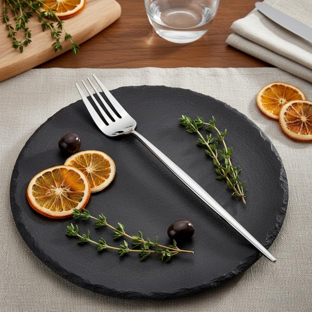 Manishaware Slim Handle Stainless Dinner Steel Fork set for Kitchen or Dining Table