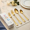 Manishaware Classic Gold 8 Pcs Stainless Steel Cutlery Set for Dining Table, Dishwasher Safe Glossy Flatware (Perfect Spoon Fork Set)